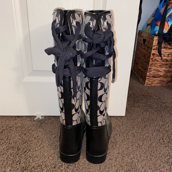 Coach Rain Boots Size 7 - Picture 2 of 5